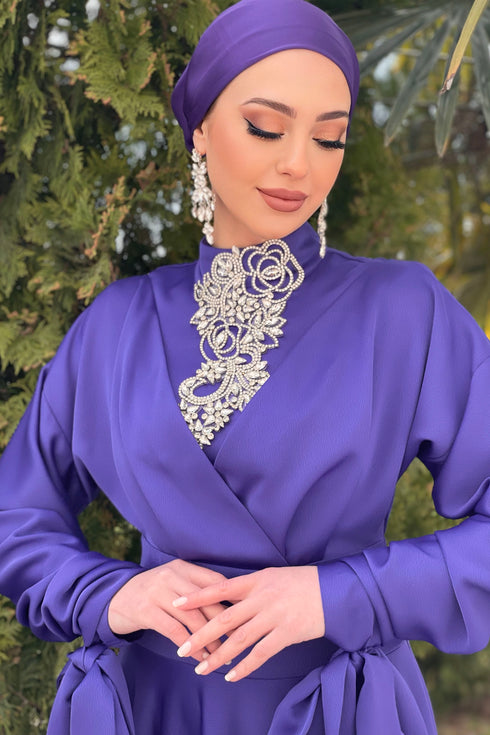 Gözde فستان سهرة حجاب بنفسجي